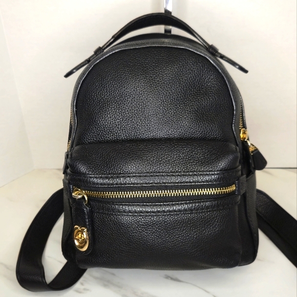 Coach Campus Backpack 23 Black Leather Small Backpack 31032 - Picture 1 of 14